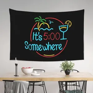 Tapestry  5 O'Clock Flag Novelty Party Flag 40x60 in 100% Polyester, Suitable for Bars, Beer Houses, University Dorms, Men's Cave, Tailgating, and Parties