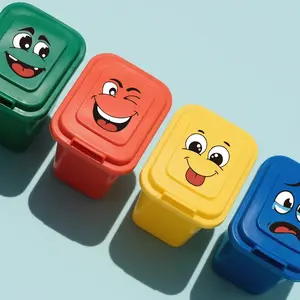 4 Sheets Cartoon Face Stickers, Self-Adhesive, Suitable for Plastic Surfaces, Removable, Home Decor, Trash Can, Wall, Toilet, Fridge, Sticker Packs