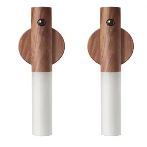 Wooden Motion Sensor Night Light, Magnetic Body Sensor, Rechargeable LED Lamp, Portable Stairway Night Light, Wall Sconce Battery Powered, Atmosphere Lighting