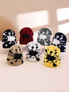 Autumn Winter New Knitted Beanie Hat, Water Drop Pattern, Double Layer Warm Outdoor Windproof Ear Protection Cold Cap, Knitting Beanie