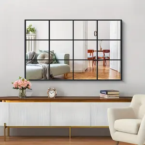 30"x48" Black Metal Framed Rectangle Mirror for Wall Decor
