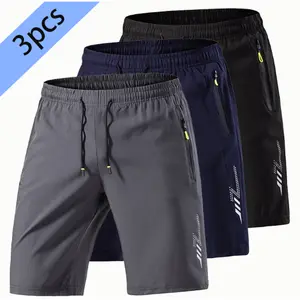3PCS-2026 Summer Ice Silk Shorts Men's New Summer Sports Casual Five-Point Shorts Loose Cool Mid-Length Thin Breathable Trendy