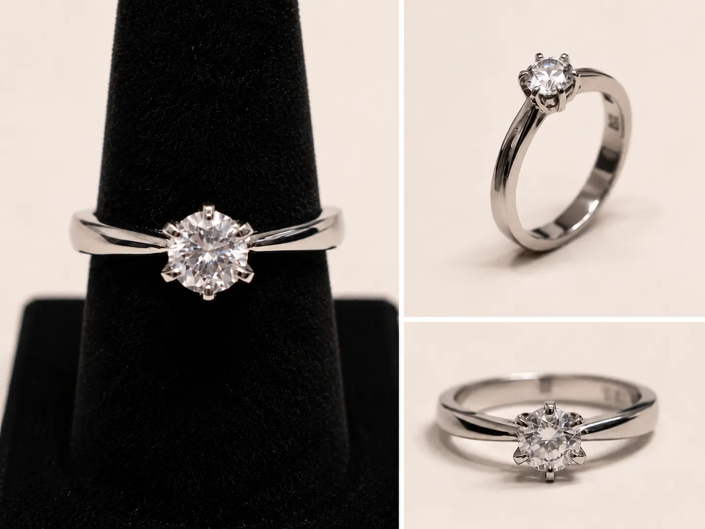 Stainless Steel Solitaire Engagement Ring – Sparkling CZ Diamond Ring for Women | Promise Ring, Wedding Ring, Comfort Fit