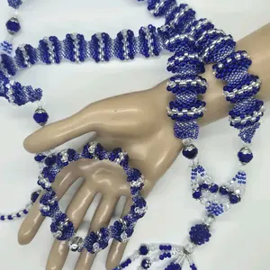 Orisha Yemaya Beaded Collar & Bracelet Set in Blue and Silver Styles for Stylish Outfits