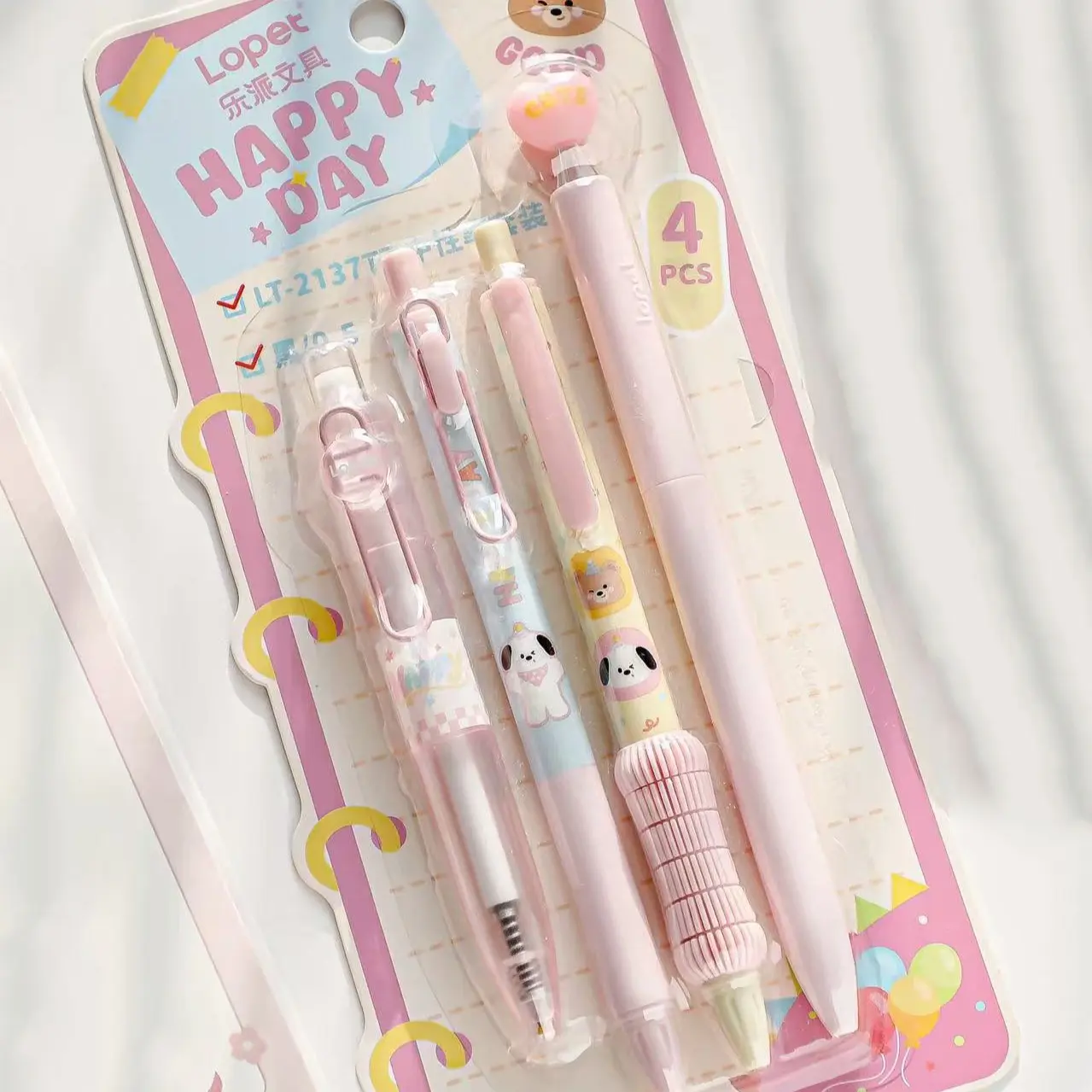 4-Pack Cute Star Bear Cartoon Pens, 0.5mm Animal Pattern Ink, Unique Style High Aesthetic Learning Office Writing Stationery Supplies Pen Set, New Condition