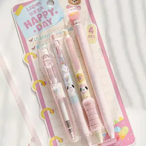 4-Pack Cute Star Bear Cartoon Pens, 0.5mm Animal Pattern Ink, Unique Style High Aesthetic Learning Office Writing Stationery Pen Set, New Condition