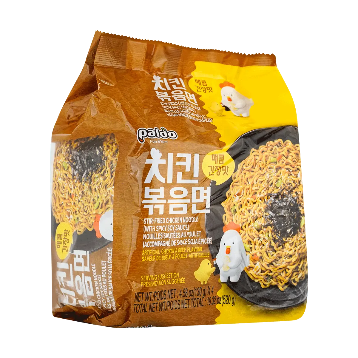 PALDO Stir Fried Chicken Noodle Spicy Ramen 130g*4