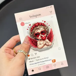 Red Heart Cupid Magsafe Phone Grip - Detachable Acrylic Pop Socket - Lovely Valentine Accessory