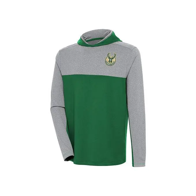 Antigua Deuce Texture Global Milwaukee Bucks Hooded Long Sleeve T-Shirt
