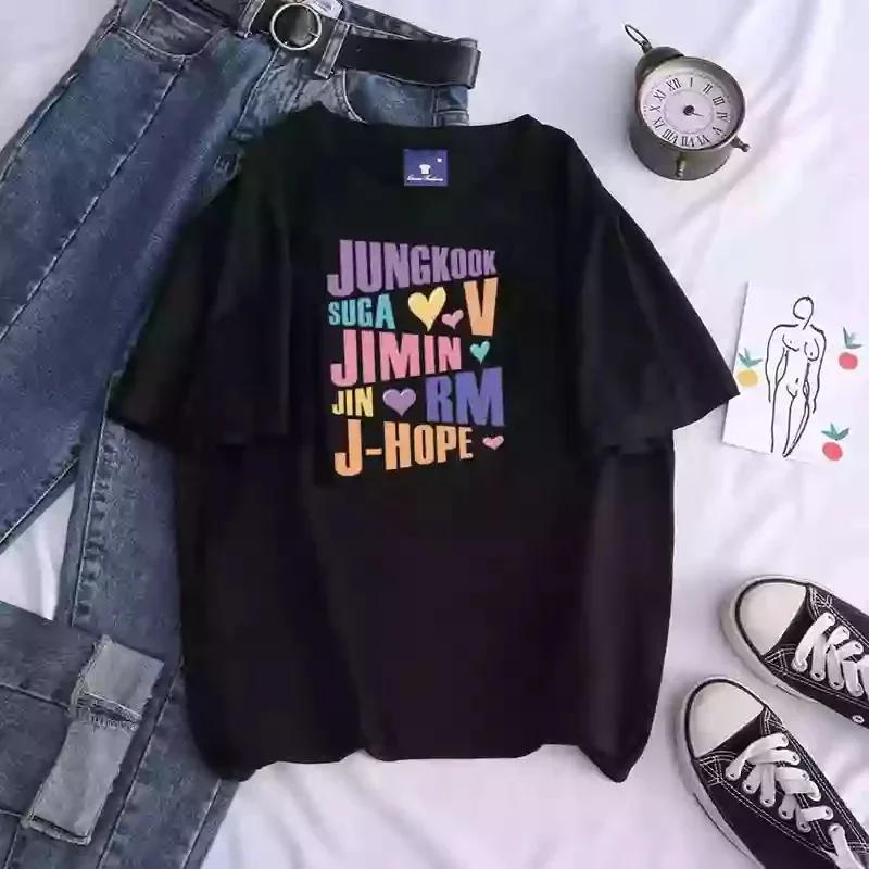 Kpop Printed Men's And Women's T Shirt Jungkook Jimin V J-Hope Rm Jin Short-Sleeved Casual Fashion Top Quality T-Shirt
