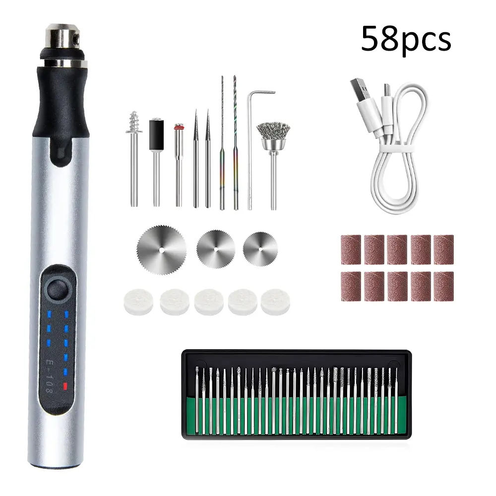 JENABOM Cordless Rotary Engraver Kit (58/74/83pcs) - Portable USB Charging Handheld Grinding Tool for DIY Engraving Machine, Cutting, Drilling
