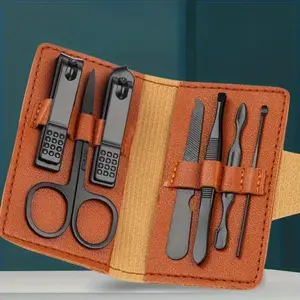 1set Professional Nail Clippers Set for Men, Stainless Steel Portable Nail Cutter Kit, High Carbon Steel Blade, Modern Style, Finger Nail Care Tool with Storage Case, Alcohol-Free, Concave Blade Design