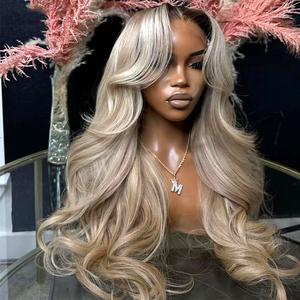 Ombre Brown Roots Ash Blonde Wig Human Hair 180% Density 13x6 Body Wave Lace Front Wigs Human Hair Ombre Blonde Wig Pre Plucked HD Lace Frontal Wig With Dark Roots Colored Glueless Wigs For Women