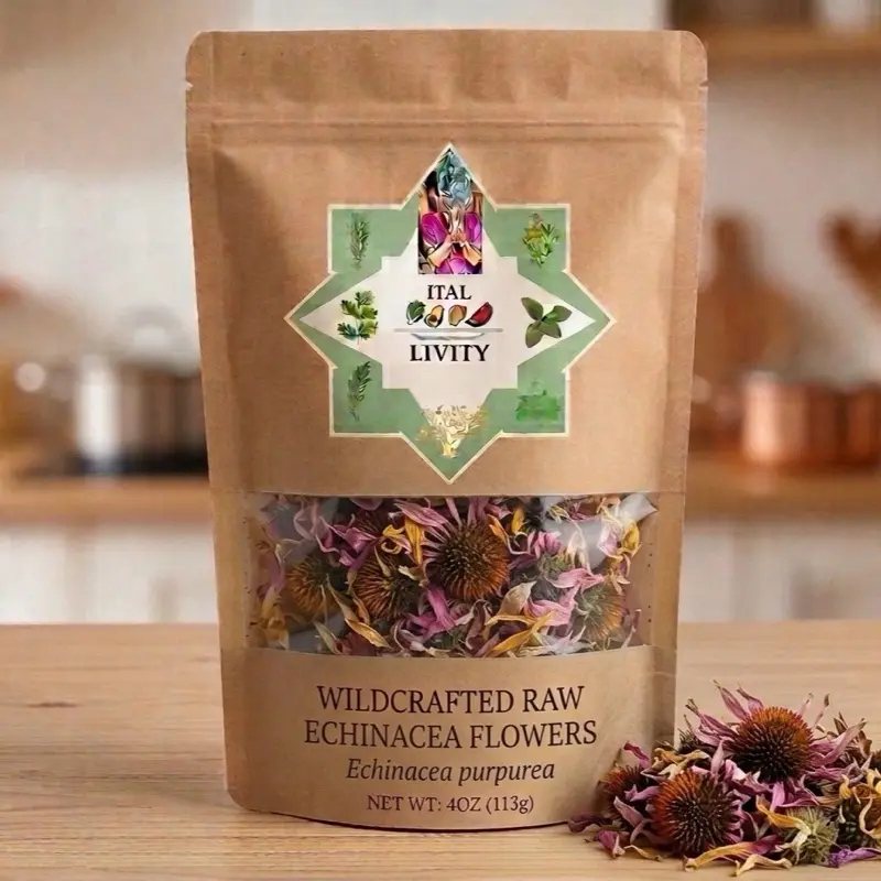 Organic Herbal Echinacea Tea Blends - Pure Natural Beverage for a Soothing Tea-Drinking Experience with Wildcrafted Echinacea Flowers 4oz