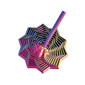 Rainbow Spiral Geometric Pyramid Stress Relief Fidgeting Toy, Expandable Stretch Spring Fun, Colorful Sensory Universal Toy for Desk Games