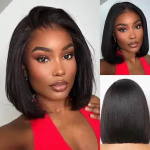 10 Inch Bob Wig Human Hair 13x4 HD Lace Front Wigs Pre Plucked Short Straight Lace Frontal for Black Women 180% Density Glueless, Nature BlackNatural Look, Lace Front,Daily Wear