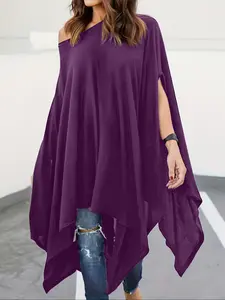 Plus Size Women's One Shoulder Irregular Hem Knit Top, Asymmetrical, Fitted, Casual American Style, Eye-Catching Design for Daily Outings and Dates