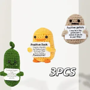 3PCS Mini Funny Crochet Desktop Decorative Ornaments Crochet Thread Hand Knitting Great Graduation Display Inspirational Gift for Friends Family Modern