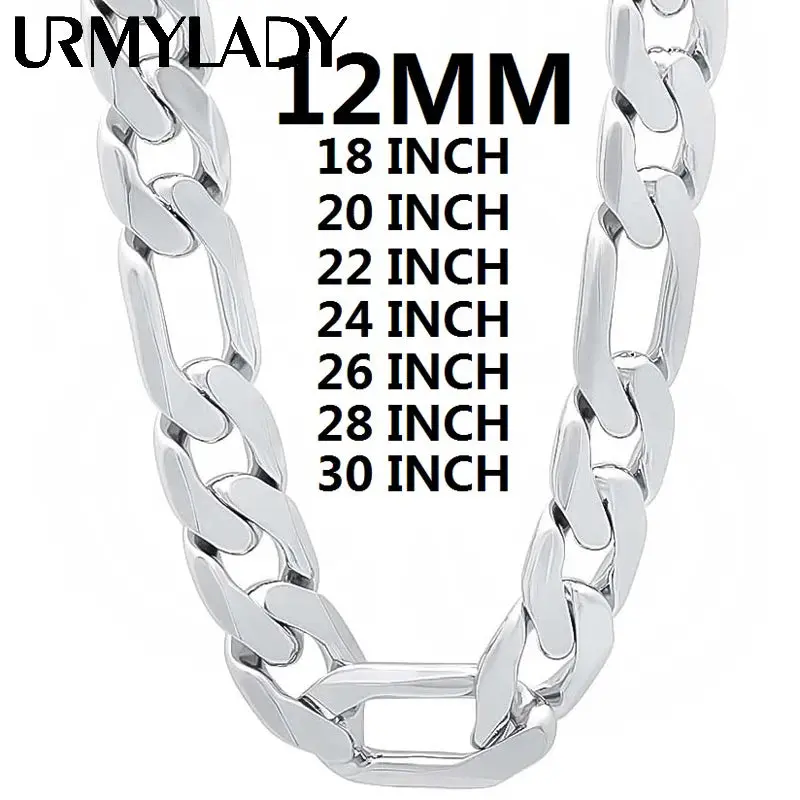 Classic 925 Sterling Silver Figaro Chain Necklace for Men, 18 Inch / 45cm Fashion Jewelry for Adults, 23.00g