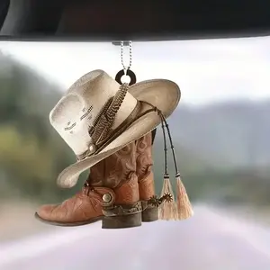 Hat Boot Design Car Pendant, Car Interior Rear View Mirror Hanging Decoration, Car Accessories, Car Ornament