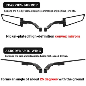 [Stealth Wind Wing Mirror] Stealth Wind Wing Side Mirror - Adjustable Rotating Rear View Mirror for Z400 Z650 Z900 1290 Super Duke R Evo ABS 390 Duke Street Bike