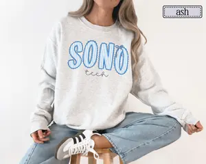 Sonographer Tops with Blue Striped Lace Graphic, Casual Crewneck Fleece Sweatshirt or Breathable Short Sleeve T-Shirt, Cute Gift for Ultrasound Techs