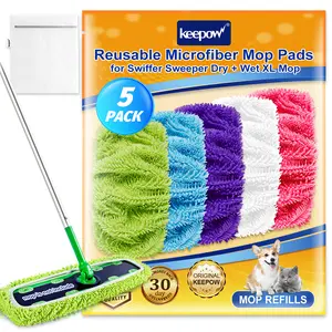 Reusable Microfiber Mop Pads for Swiffer - 2 Pack Pink XL Dry Sweeping Cloths & XL Wet Pads Refills Heavy Duty Mopping Cloths for Floor Mopping and Sweeping