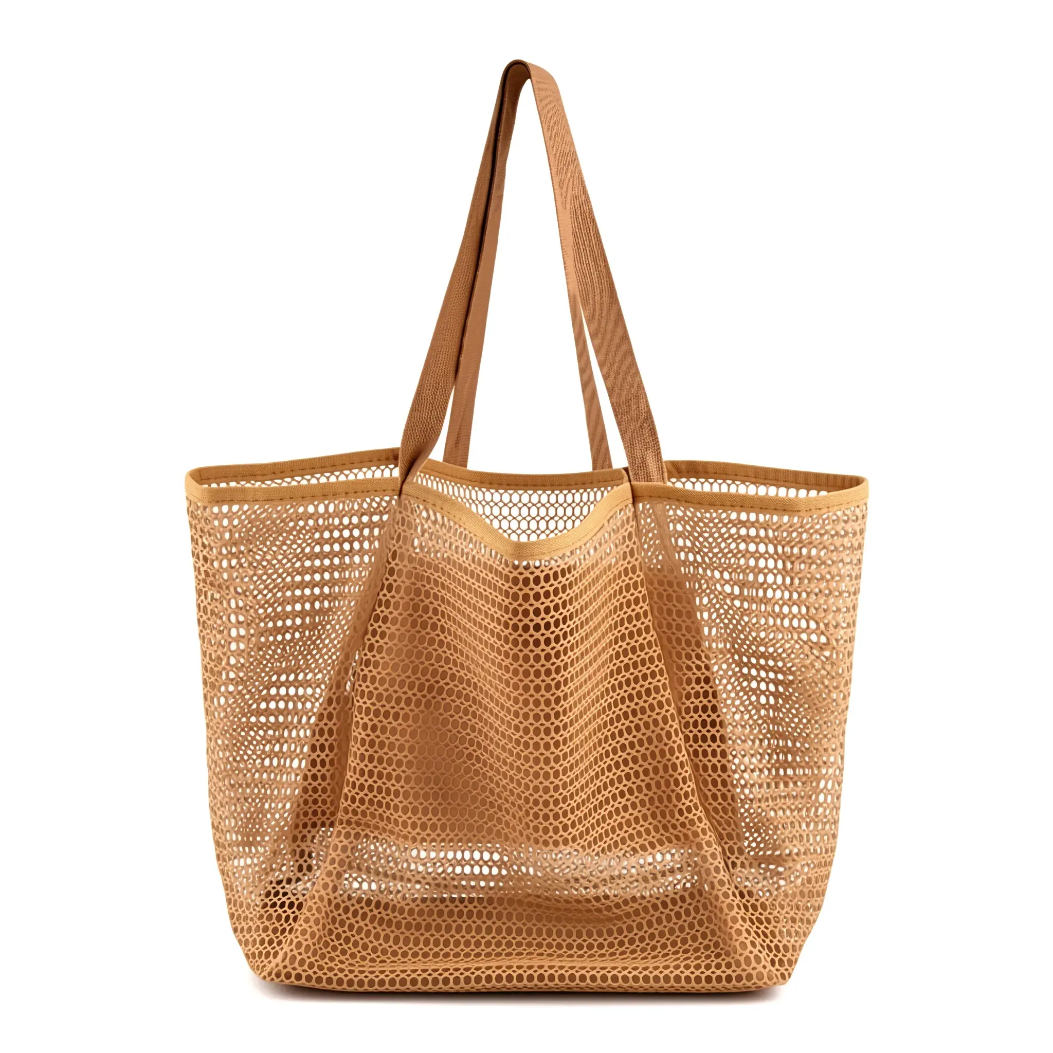 Large Hollow Mesh Beach Bag, Sand-Proof & Fast-Drying Tote with Shoulder Strap, Lightweight Durable Nylon Fabric for Pool, Vacation & Shopping, Durable Fabric Bag, Beach Use, Breathable Tote, Netted Women's Tote Bags