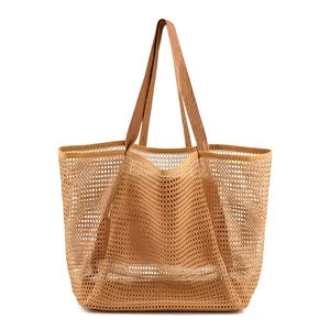 Premium Sand-proof Mesh Beach Bag, Large Capacity Lightweight Durable Multi-purpose Tote for Outdoor Vacation Daily Shopping Pool Use