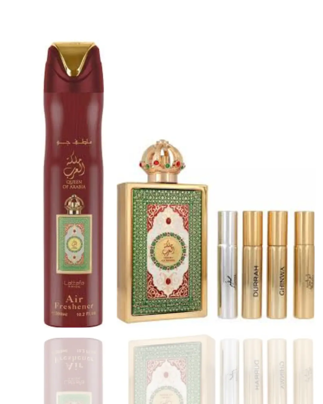 Lattafa Queen of Arabia 2-Piece Bundle, Vanilla Scented Flower Bouquet Fragrance Air Freshener Set, Peony, Aroma