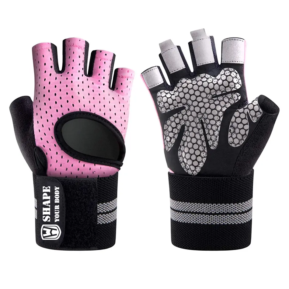 Women's Breathable Fingerless Lifting Gloves with Wrist Support, Padded Palm - Anti-Slip Grip Band, Deadlift Strap Hold, Fitness Training Straps, Hand Wrap, All Seasons Gym Accessories with Supportive Yet Flexible Fit