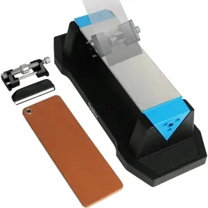 Sharpener, Larger Sharpening Stone, 360/600/1000 Grit Whetstone  Sharpener Kit with Honing Guide, Angle Guide, Leather Strop for Kitchen , Chisels, Tools, Outdoor Gear