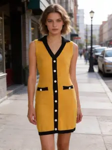 Polo Neck Sleeveless Sweater Dress, Bodycon Knit Dress, Slim Fit, Perfect for Casual Wear, Stylish and Comfortable