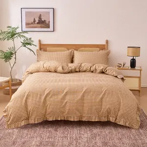 3-Piece Flannel Plaid Ruffled Sheet Set, Bed Sheet Sets, No Core Pillow Included, Farmhouse Style, Soft Comfort All Seasons, Bedroom Dorm Decor, Bedroom Bedding Set