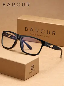 BARCUR Simple And Comfortable Casual Style Anti Blue Light Trendy Casual Glasses With Pc Lenses And Square Full Frame Frames For Watching Computer Games, Effectively Blocking Blue Light. This Is A Great Gift For Christmas