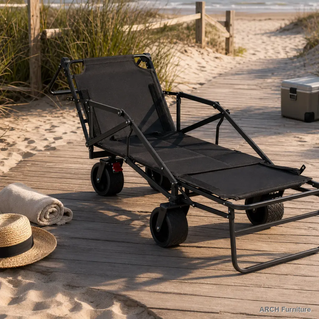 Heavy Duty Wagon - Heavy-Duty Rectangular Steel Fabric Garden Trolley, Quick Set-Up, Adjustable Convertible All-Terrain Cart, 650 lbs Capacity, Portable Beach Chair for Camping Enthusiasts (Black), Collapsible Folding Wagon