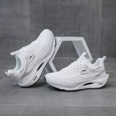 Unisex Thick Sole Sneakers - Lace-Up, Anti-Slip, Shock-Absorb Men's Shoes with Rubber Sole for Daily Walking & Sports, Sneakers for Women, All Seasons Casual Trainers