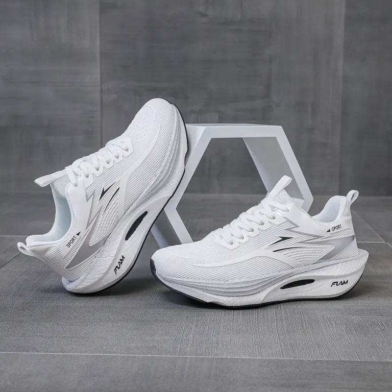 Unisex Thick Sole Sneakers - Lace-Up, Anti-Slip Soles, Shock-Absorbing Rubber Sole Men's Active Casual Trainers for Daily Walking & Sports, Slip Resistant Sneakers, Shoes for Women, All Seasons