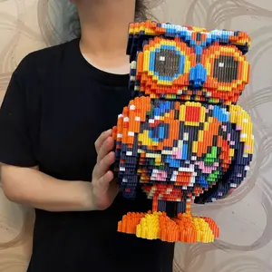Owl 3D Puzzle Building Block Creative Decoration, Birthday Halloween Valentine Christmas Gift, Classic Style Room Decor