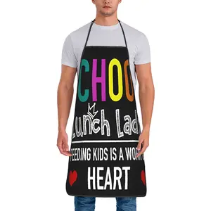 1 Piece Unisex School Lunch Lady Dinner Lady Cute Heart Appreciation Apron Adult Women Men Tablier Kitchen Chef Cooking Baking Bib Cuisine for Painting Christmas Kitchen Cooking Aprons