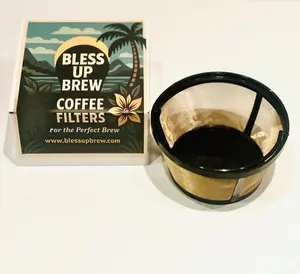 Bless Up Brew Reusable Coffee Filter 5-12 Cup Basket Permanent Filter for Most 5-12 Cup Coffee Makers Easy Maintenance Durable Mesh Construction