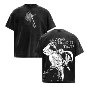 Seven Deadly Sins Escanor Oversized Tee - "Who Decided That" Pride Sin Retro Graphic Heavy Cotton Unisex Anime Streetwear Gift For Fans
