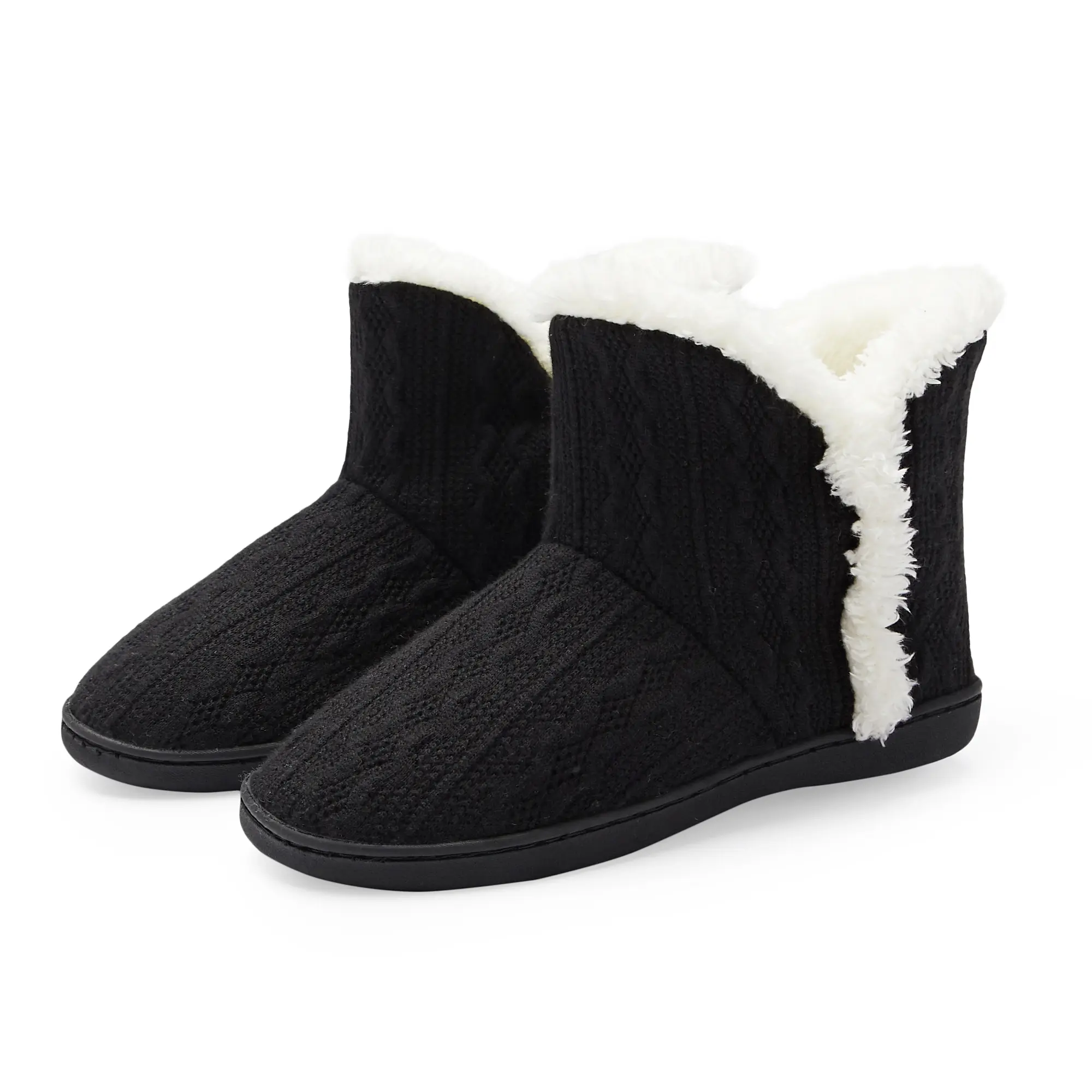 NineCiFun Women's Chenille Knit Bootie Slippers Cute Plush Fleece Memory Foam House Shoes Outdoor Warm Bootie Slippers