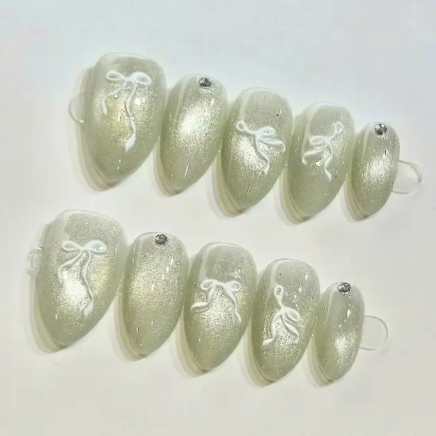 Cat Eye Short Nails Collection, Handmade Press On Nails, Magnetic Moonlight Cat Eye Gel Fake Nails, Reusable Short Nails, Minimalist Daily Style