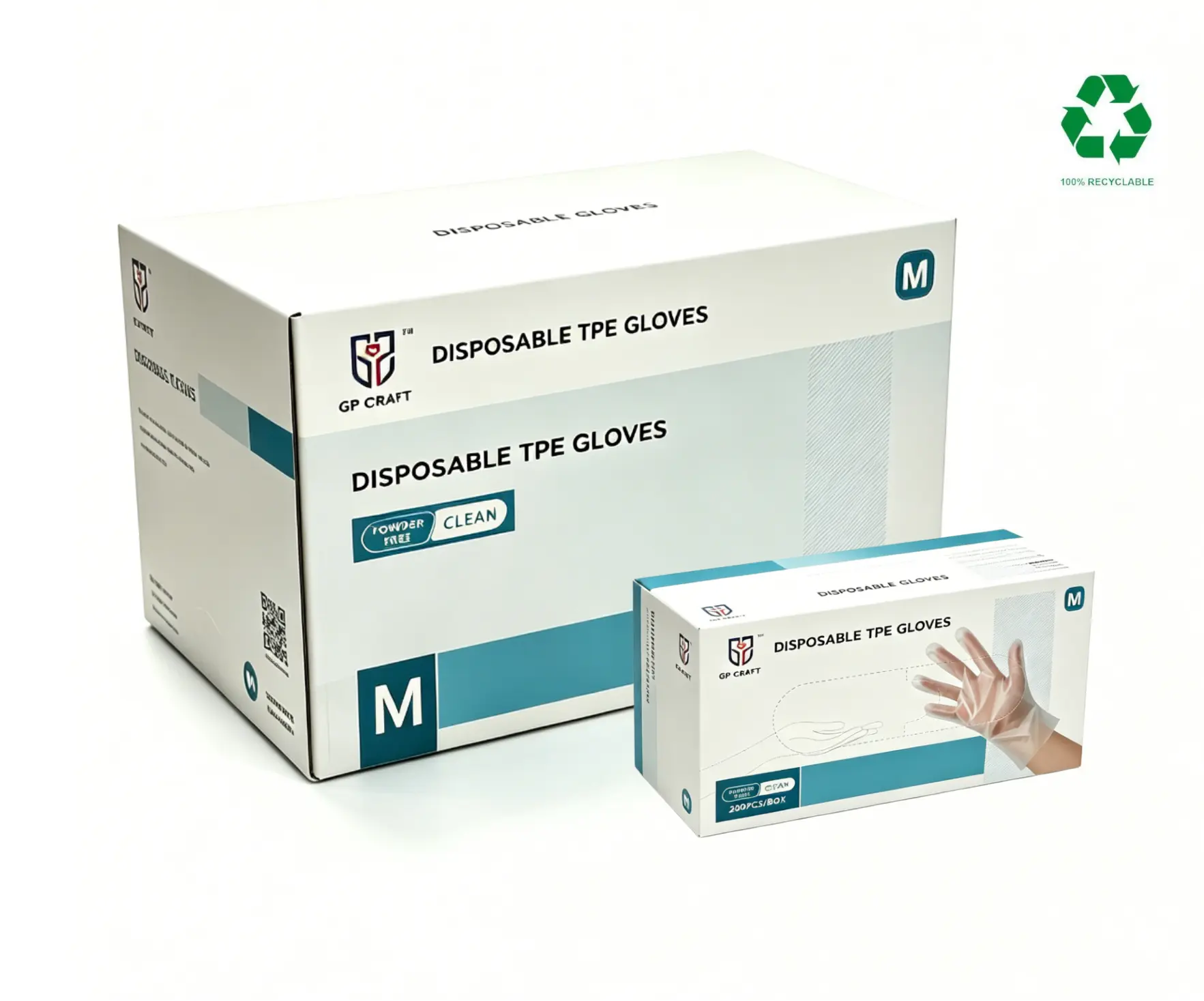 GP Craft TPE Hybrid Non-Medical Anti-Slip Disposable Gloves for Sushi Chefs, Food Prep & Kitchen Use (200PCS/Box, 2000PCS/Case) Pack Prop, Non Medical Gloves, Anti Slip Gloves