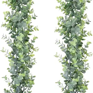 Artificial Eucalyptus Garland Spring Greenery Vines, Faux Hanging Plants for Wedding Backdrop, Arch Wall, Home, Party, Mantle, Table Decor