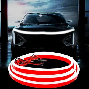 Universal Dynamic Scan LED Hood Light Strip,Dynamic Scanning White LED Lights,Waterproof Flexible Car Light Strip,for Cars Trucks SUV,Vehicle Specific Use led hood lights led car ambient light