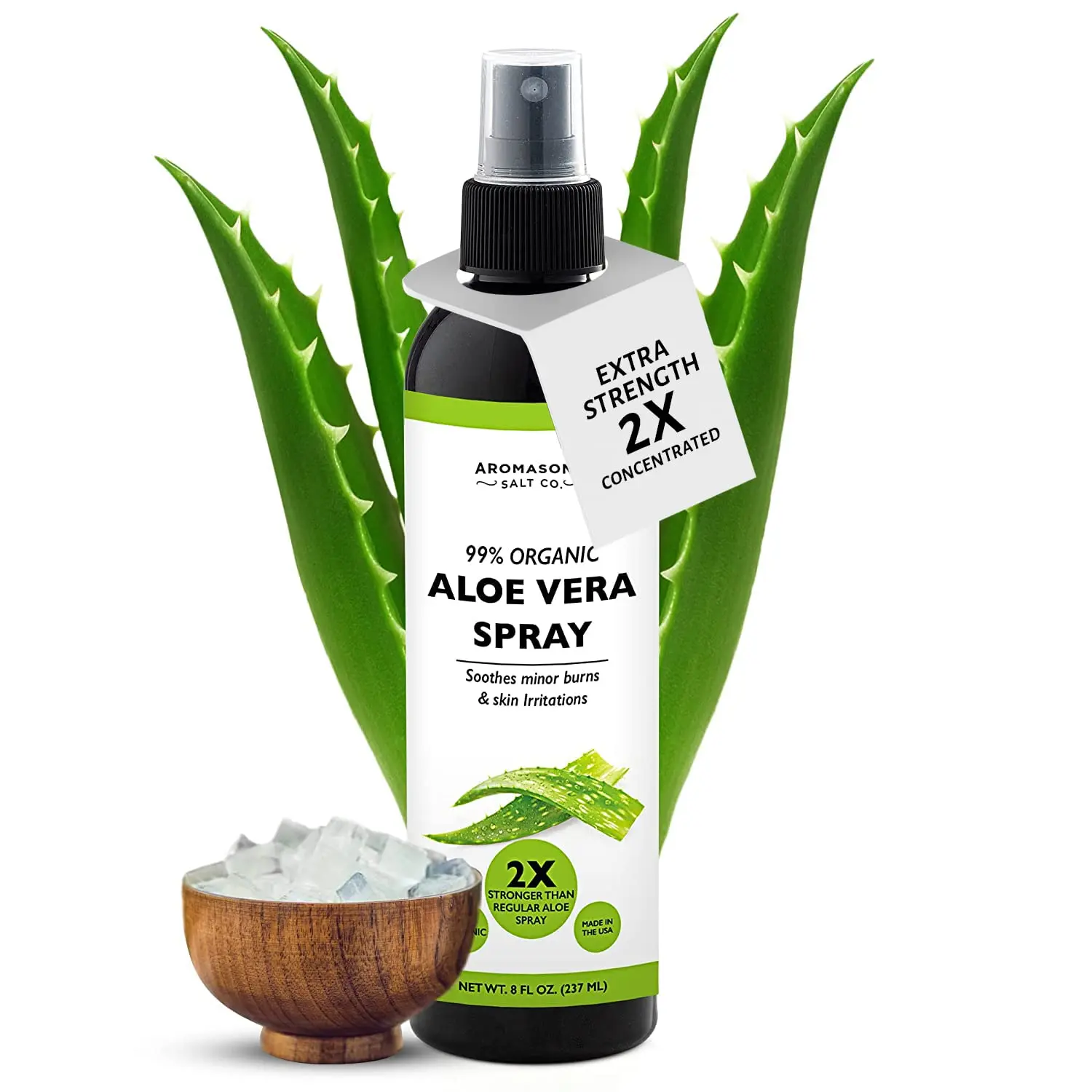 AROMASONG Aloe Vera Concentrated Spray, 2x Stronger Pure Aloe Soothing Moisturizer for Sunburn Relief, Daily Hydrating Formula for All Skin Types, Organic