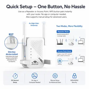 2026 WiFi Extender – 1200Mbps Dual Band (5GHz/2.4GHz) Covers 10,000 sq ft, AC1300 with 4 High-Gain Antennas, No Speed ​​Loss (OFDM), Repeater + AP Mode, WPS One-Button – Eliminate Dead Zones