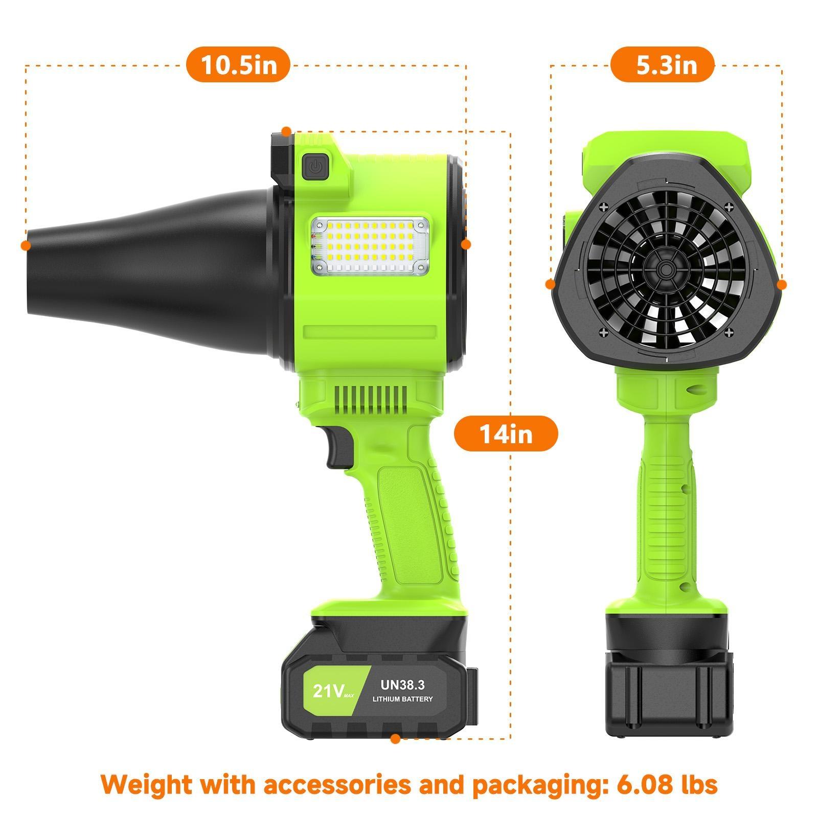 OGERY Updated Leaf Blower Cordless with Lights, 21V Powerful Electric Leaf Blowers with 2 x 3.0Ah Batteries & Charger, 700CFM 140MPH 900G Wind Pressure Lightweight Handheld Blower for Lawn Care Yard Garden